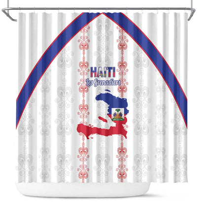Haiti Football Shower Curtain Les Grenadiers Veve Vodou White - African Pride