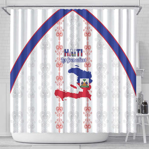 Haiti Football Shower Curtain Les Grenadiers Veve Vodou White - African Pride