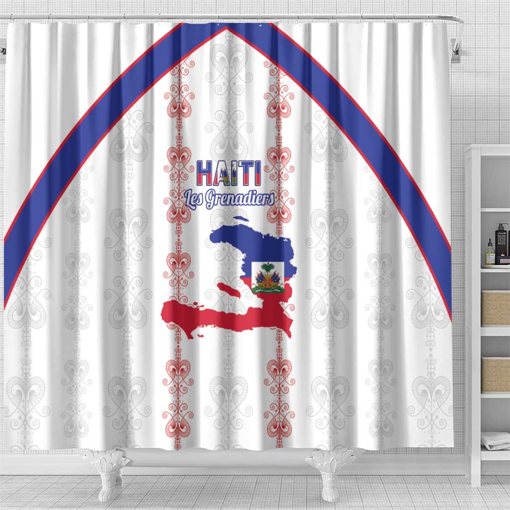 Haiti Football Shower Curtain Les Grenadiers Veve Vodou White - African Pride