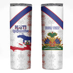 Custom Haiti Football Skinny Tumbler Les Grenadiers Veve Vodou White - African Pride