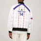 Custom Haiti Football Sleeve Zip Bomber Jacket Les Grenadiers Veve Vodou White - African Pride