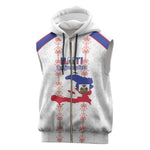 Custom Haiti Football Sleeveless Zip Hoodie Les Grenadiers Veve Vodou White - African Pride