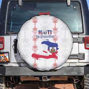 Haiti Football Spare Tire Cover Les Grenadiers Veve Vodou White - African Pride