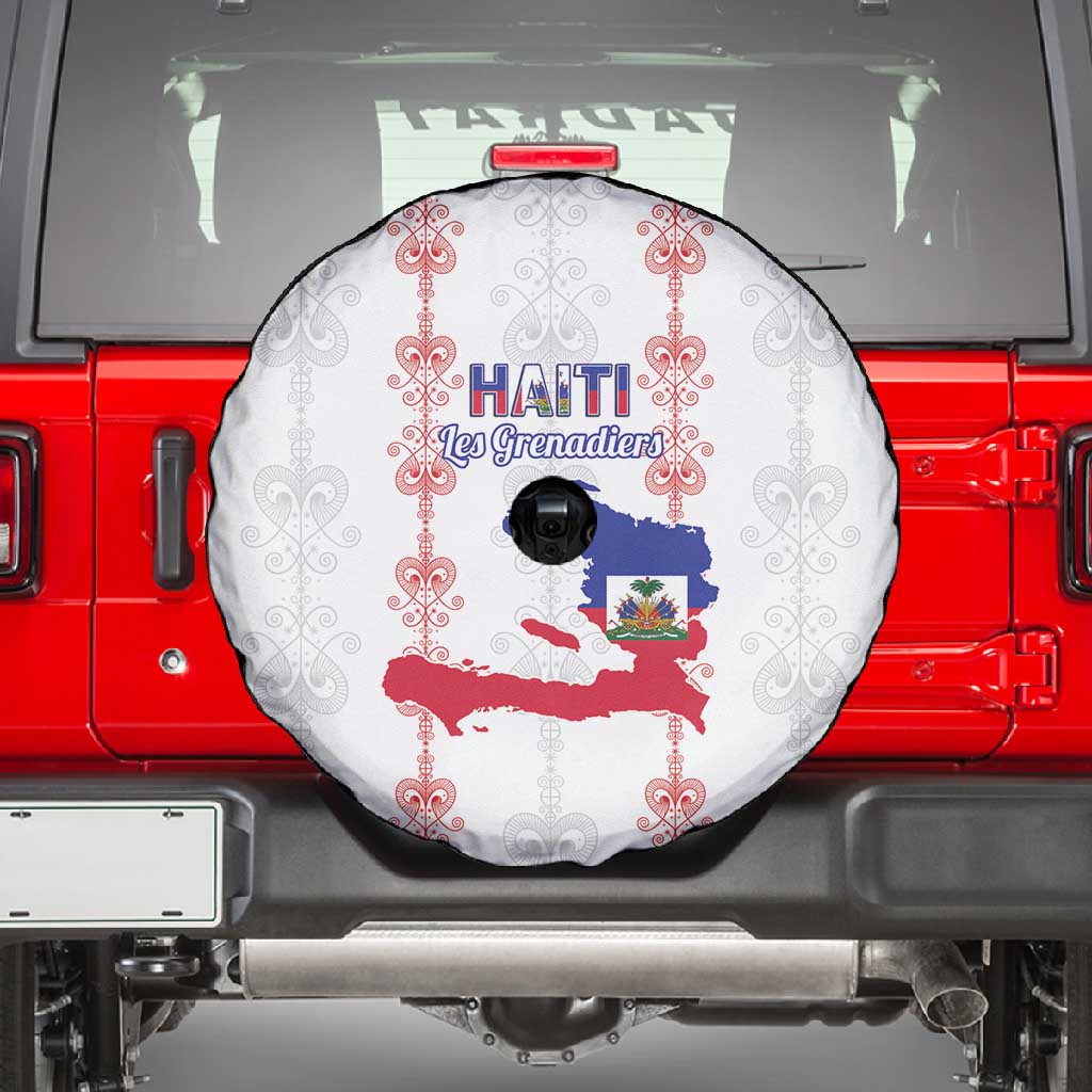 Haiti Football Spare Tire Cover Les Grenadiers Veve Vodou White - African Pride