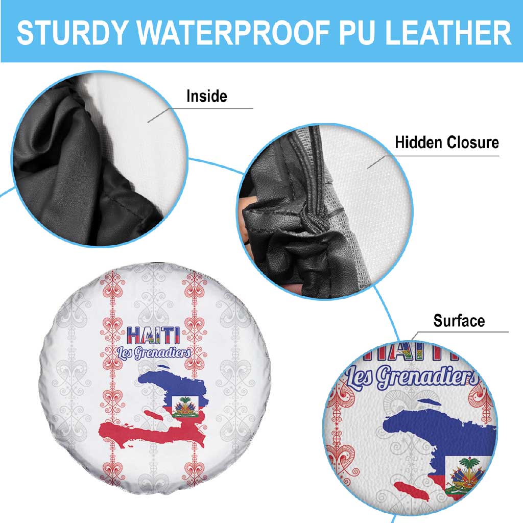 Haiti Football Spare Tire Cover Les Grenadiers Veve Vodou White - African Pride