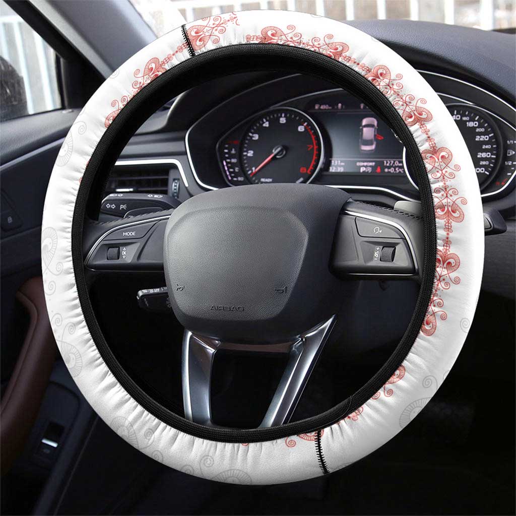 Haiti Football Steering Wheel Cover Les Grenadiers Veve Vodou White - African Pride