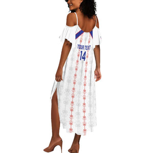 Custom Haiti Football Summer Maxi Dress Les Grenadiers Veve Vodou White - African Pride