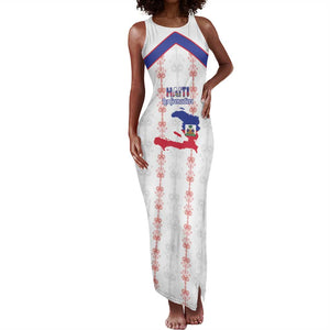 Custom Haiti Football Tank Maxi Dress Les Grenadiers Veve Vodou White - African Pride