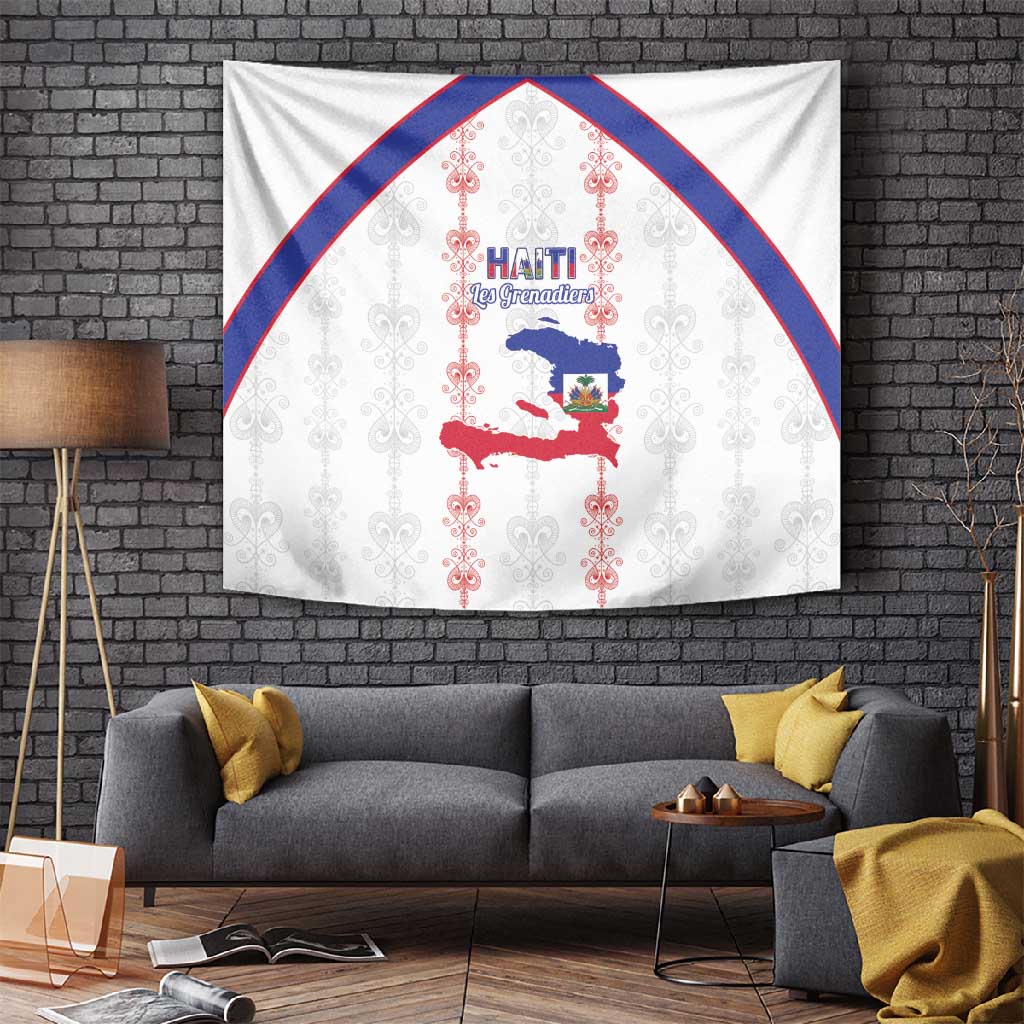 Haiti Football Tapestry Les Grenadiers Veve Vodou White - African Pride