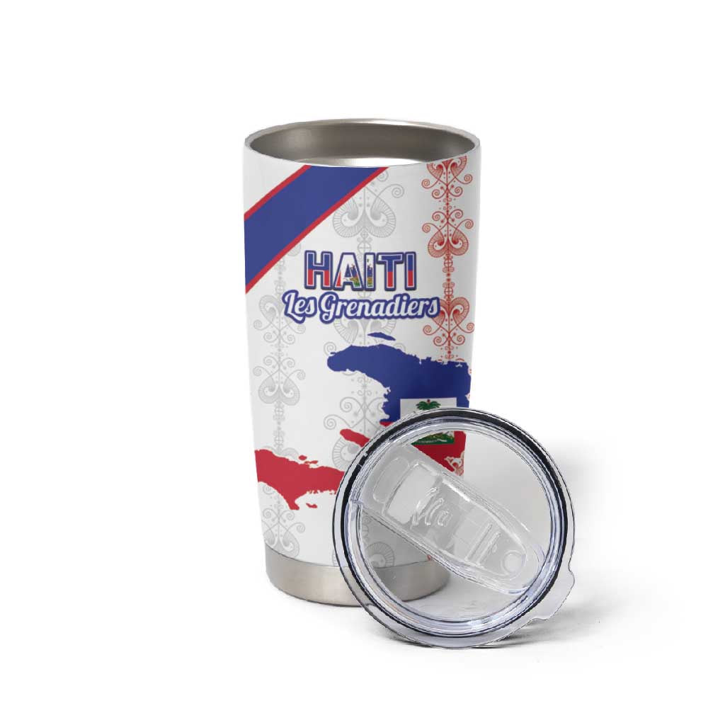 Custom Haiti Football Tumbler Cup Les Grenadiers Veve Vodou White - African Pride