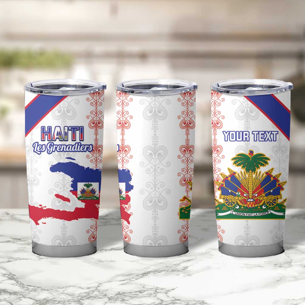 Custom Haiti Football Tumbler Cup Les Grenadiers Veve Vodou White - African Pride