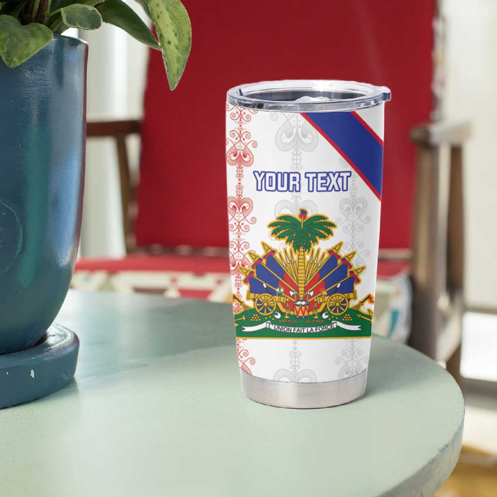 Custom Haiti Football Tumbler Cup Les Grenadiers Veve Vodou White - African Pride