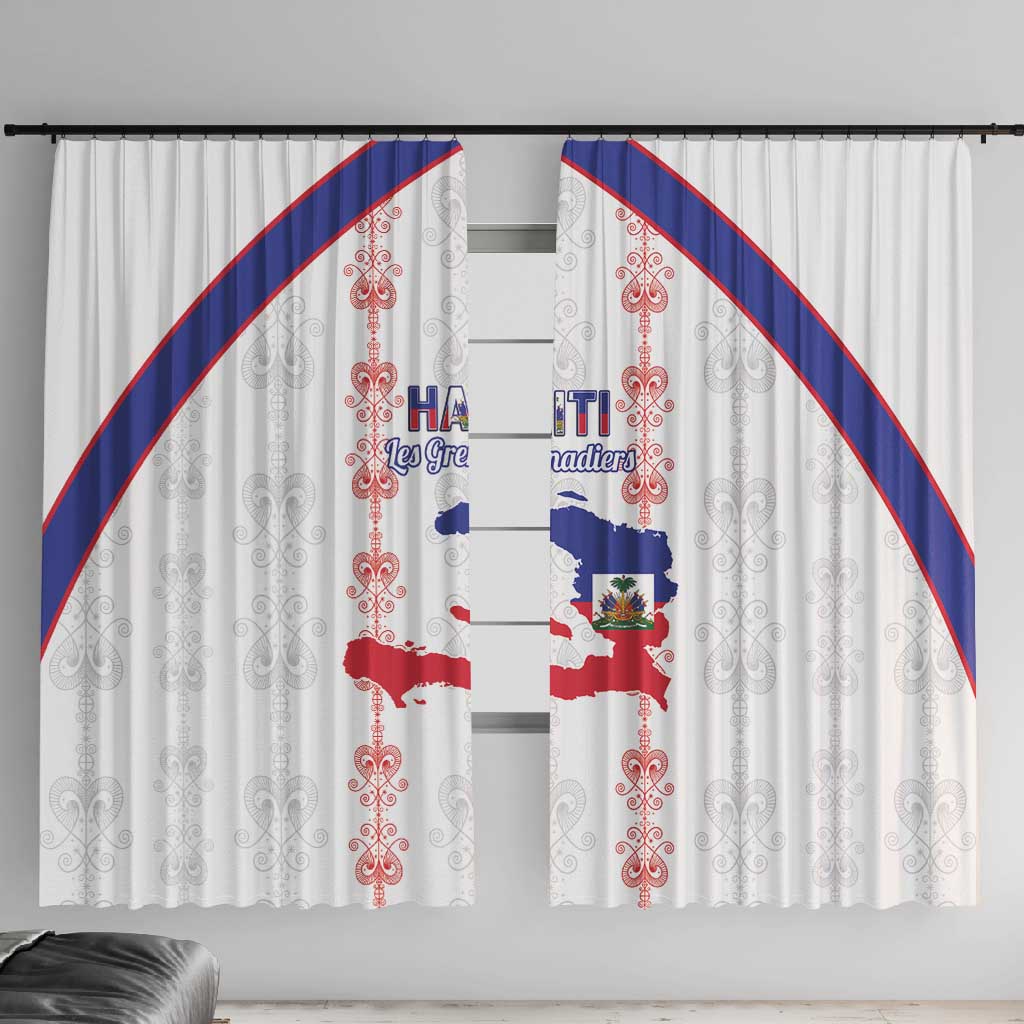 Haiti Football Window Curtain Les Grenadiers Veve Vodou White - African Pride