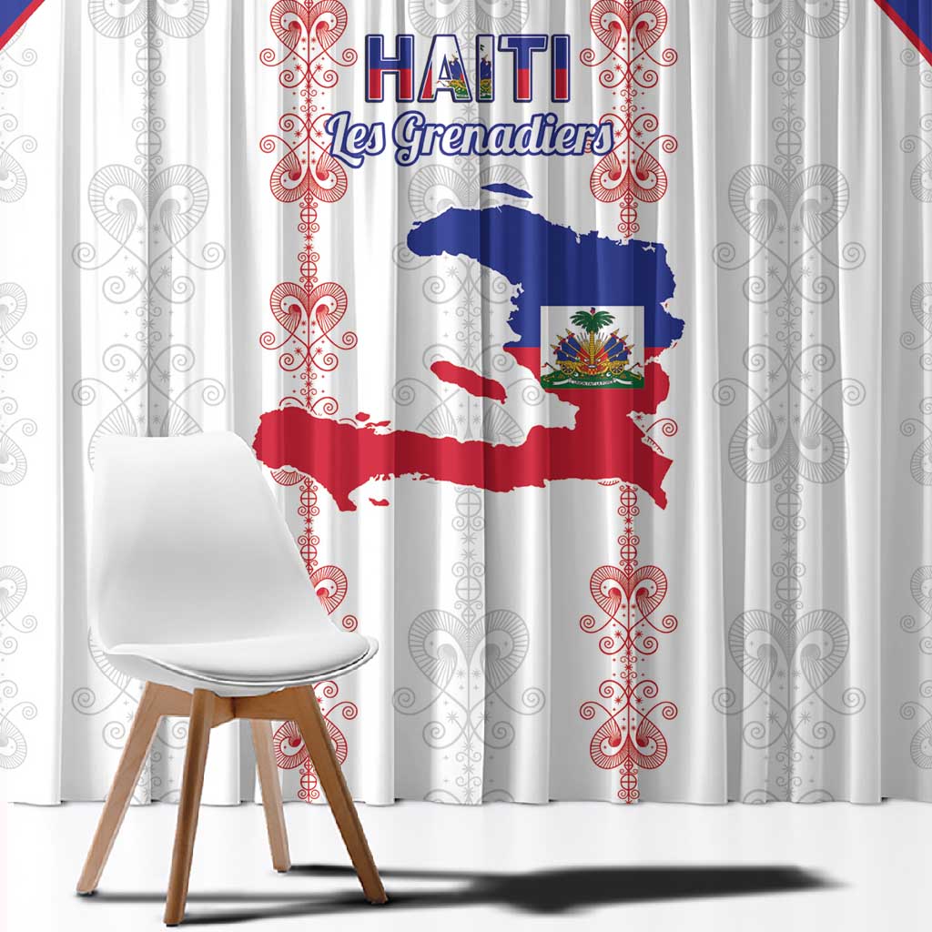 Haiti Football Window Curtain Les Grenadiers Veve Vodou White - African Pride