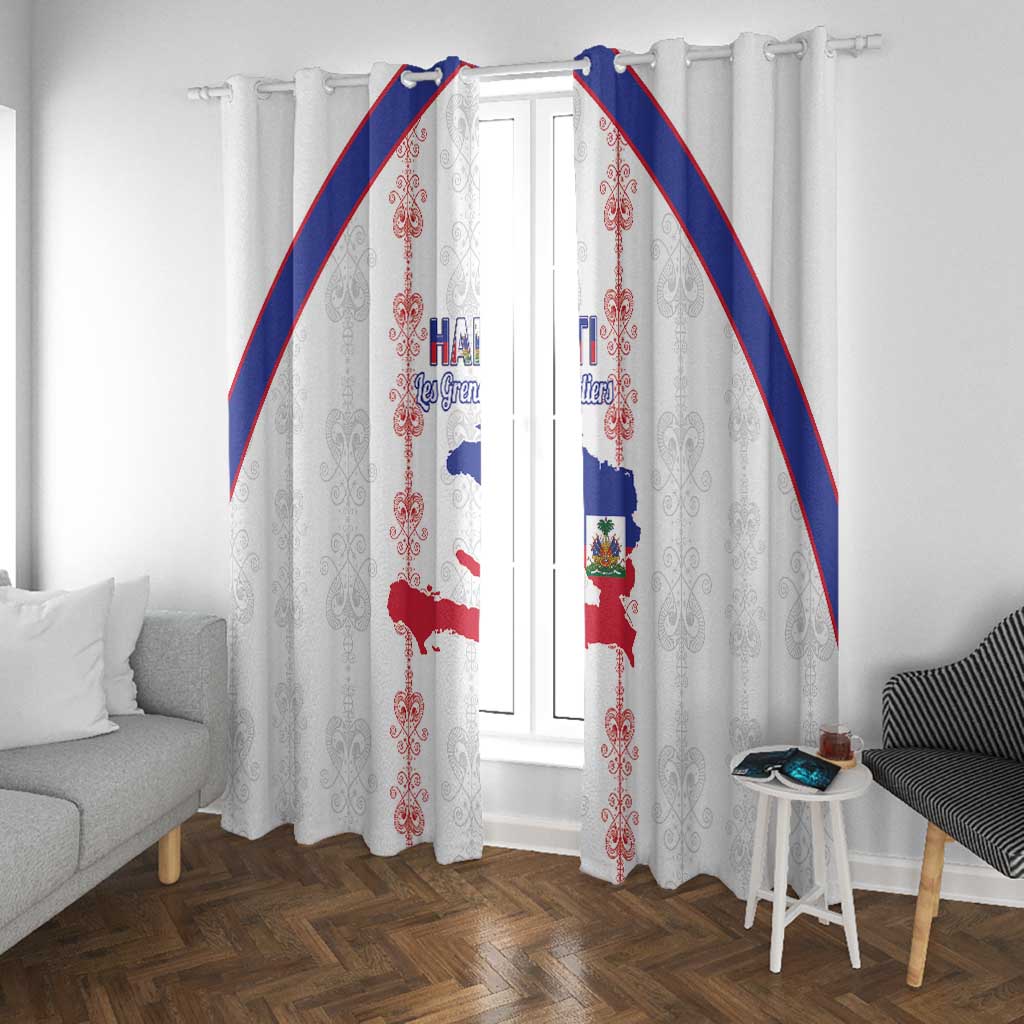 Haiti Football Window Curtain Les Grenadiers Veve Vodou White - African Pride