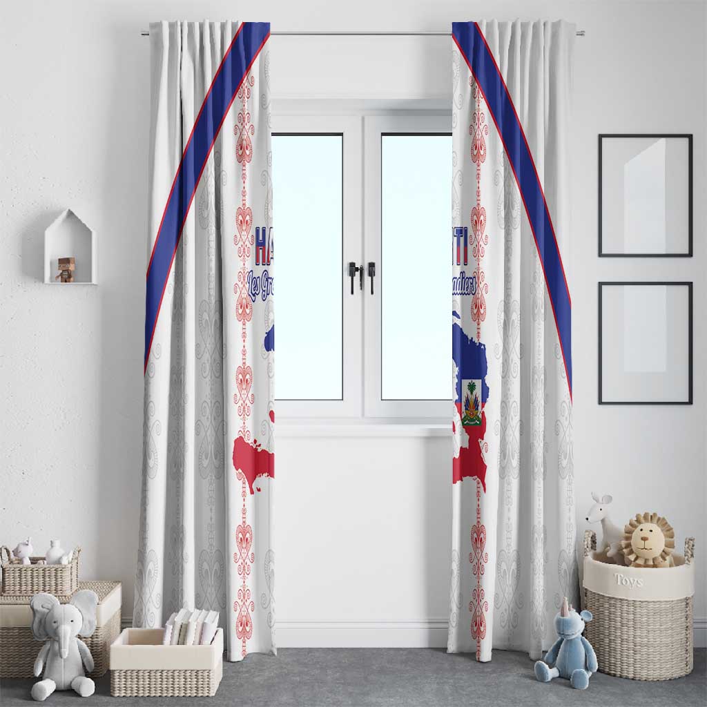 Haiti Football Window Curtain Les Grenadiers Veve Vodou White - African Pride
