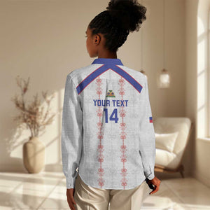 Custom Haiti Football Women Casual Shirt Les Grenadiers Veve Vodou White - African Pride