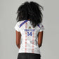 Custom Haiti Football Women V-Neck T-Shirt Les Grenadiers Veve Vodou White - African Pride