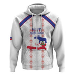 Custom Haiti Football Zip Hoodie Les Grenadiers Veve Vodou White - African Pride