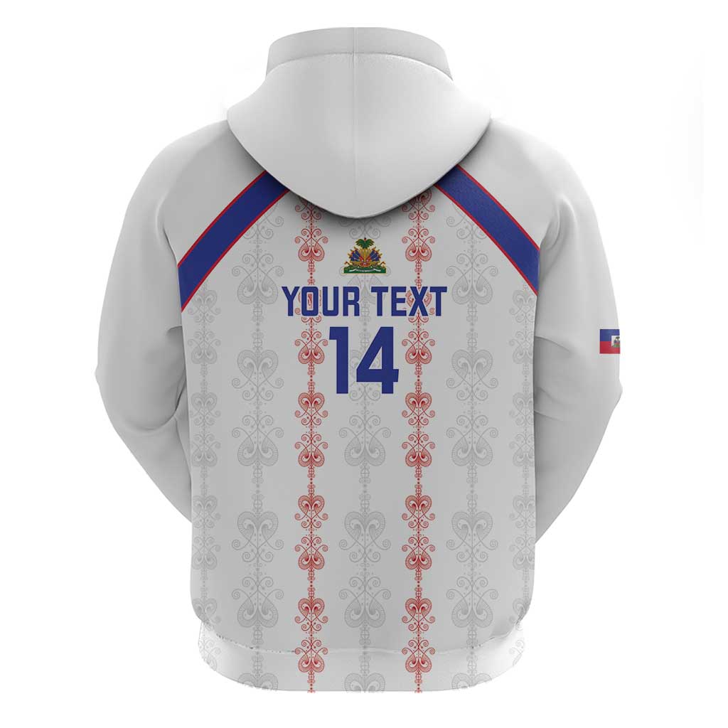Custom Haiti Football Zip Hoodie Les Grenadiers Veve Vodou White - African Pride