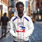Custom Haiti Football Zip Hoodie Les Grenadiers Veve Vodou White - African Pride