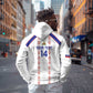 Custom Haiti Football Zip Hoodie Les Grenadiers Veve Vodou White - African Pride