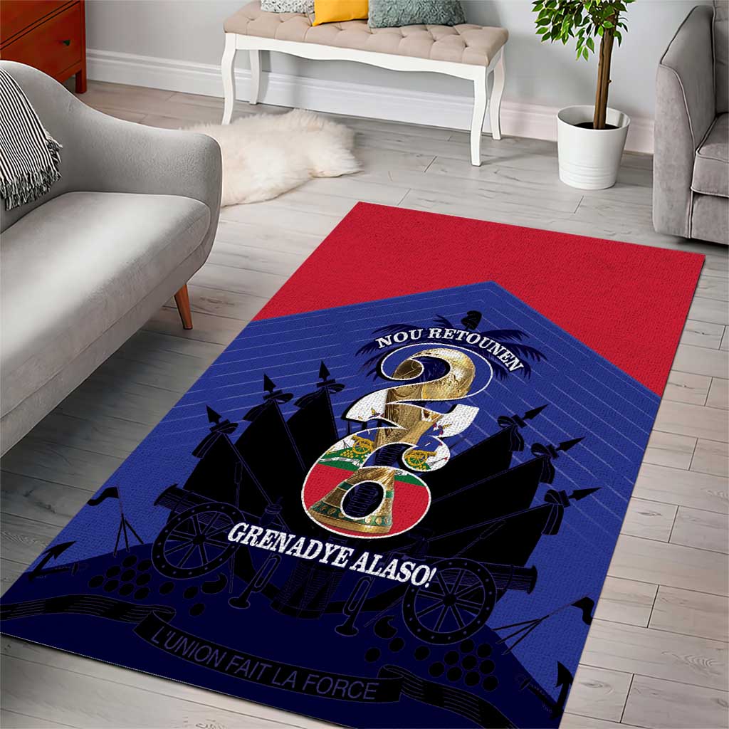 Les Grenadiers Haiti Football Area Rug 2026 Nou Retounen Blue Version - African Pride