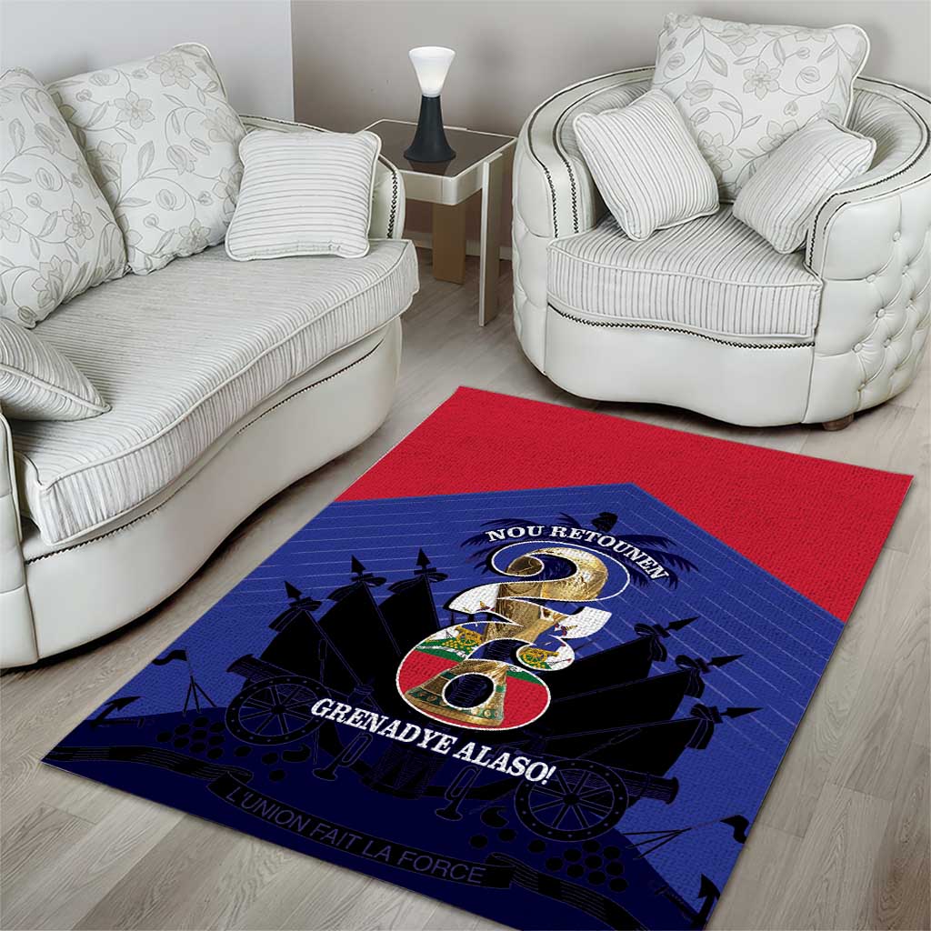 Les Grenadiers Haiti Football Area Rug 2026 Nou Retounen Blue Version - African Pride