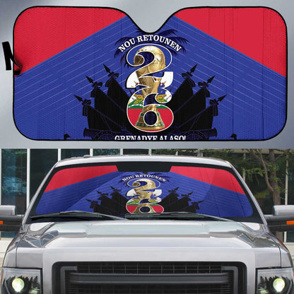 Les Grenadiers Haiti Football Auto Sun Shade 2026 Nou Retounen Blue Version