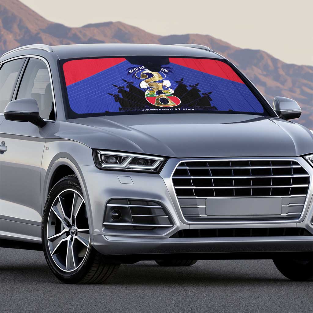 Les Grenadiers Haiti Football Auto Sun Shade 2026 Nou Retounen Blue Version