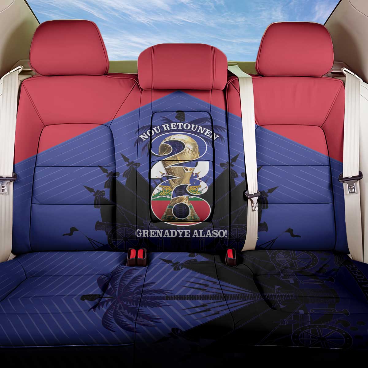 Les Grenadiers Haiti Football Back Car Seat Cover 2026 Nou Retounen Blue Version - African Pride