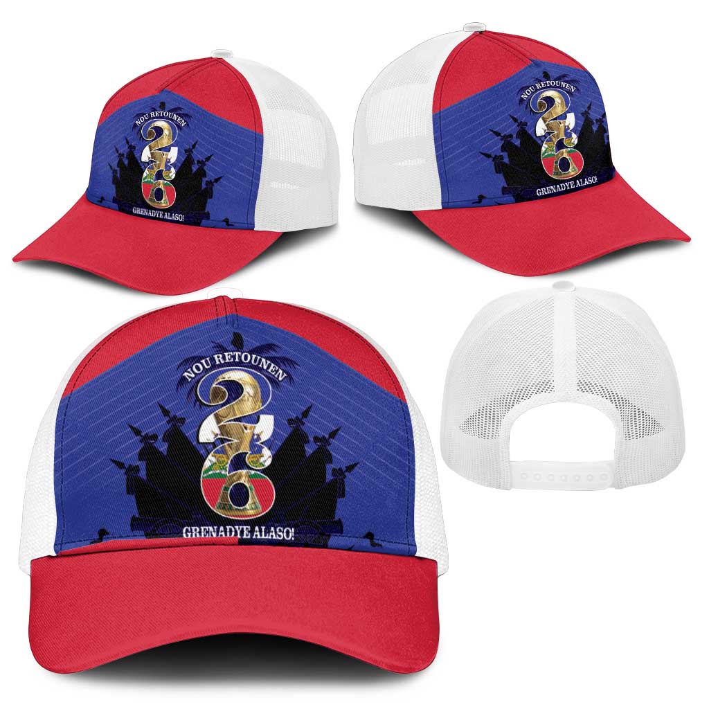 Les Grenadiers Haiti Football Baseball Net Cap 2026 Nou Retounen Blue Version - African Pride