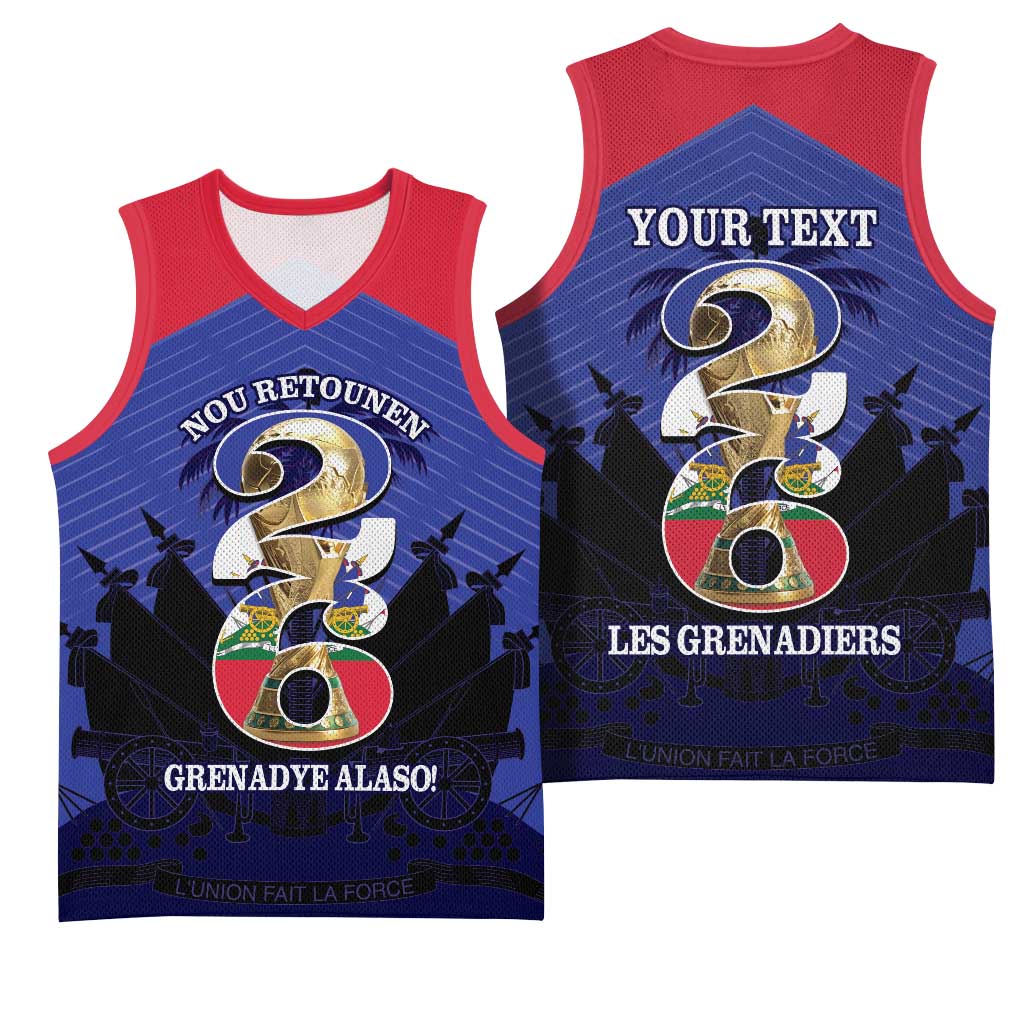 Personalized Les Grenadiers Haiti Football Basketball Jersey 2026 Nou Retounen Blue Version - African Pride
