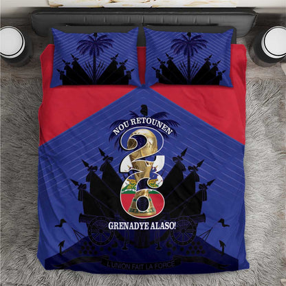 Les Grenadiers Haiti Football Bedding Set 2026 Nou Retounen Blue Version - African Pride