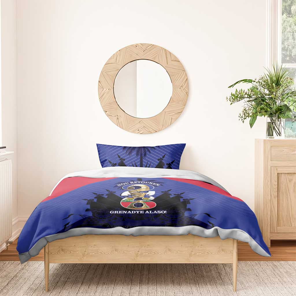 Les Grenadiers Haiti Football Bedding Set 2026 Nou Retounen Blue Version - African Pride