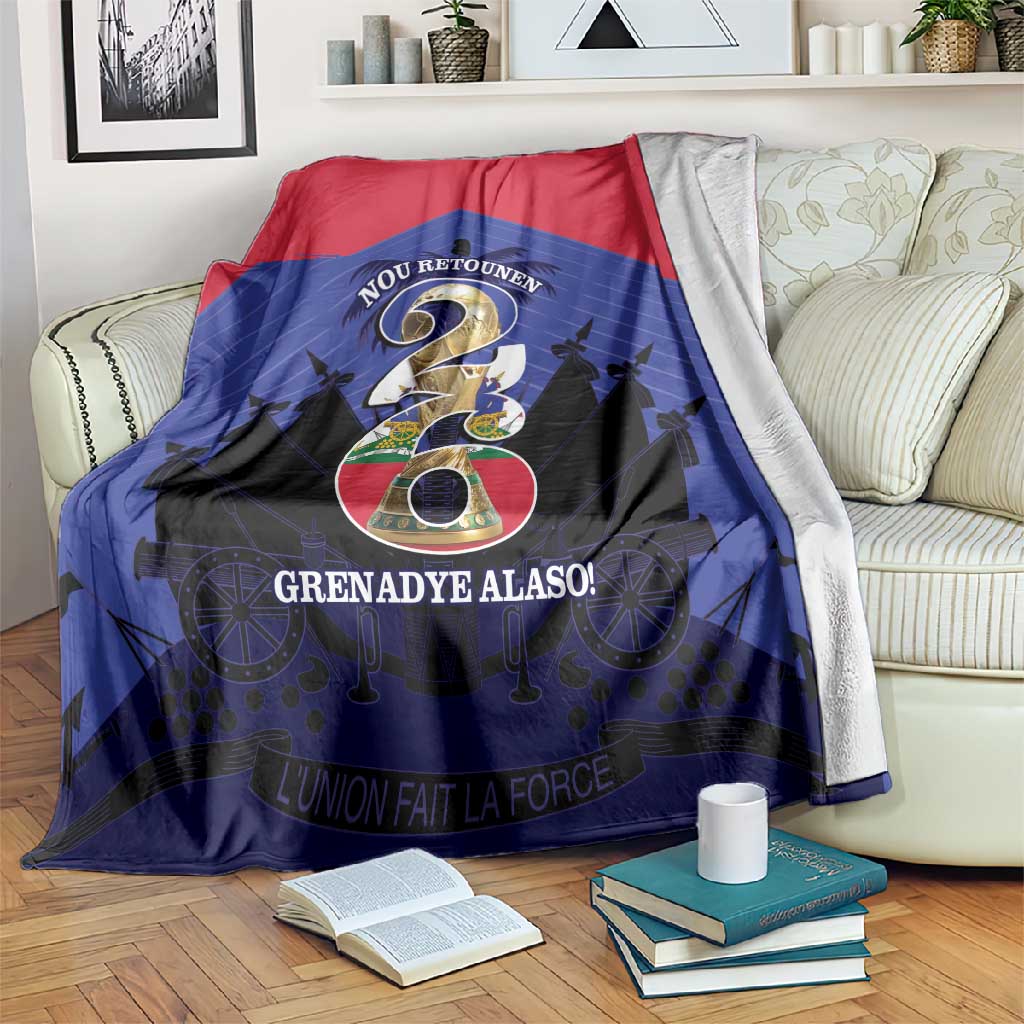 Les Grenadiers Haiti Football Blanket 2026 Nou Retounen Blue Version - African Pride