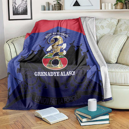 Les Grenadiers Haiti Football Blanket 2026 Nou Retounen Blue Version - African Pride