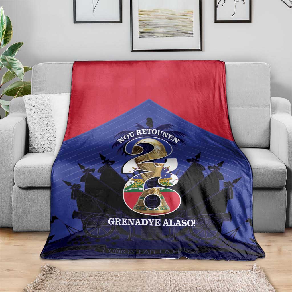 Les Grenadiers Haiti Football Blanket 2026 Nou Retounen Blue Version - African Pride