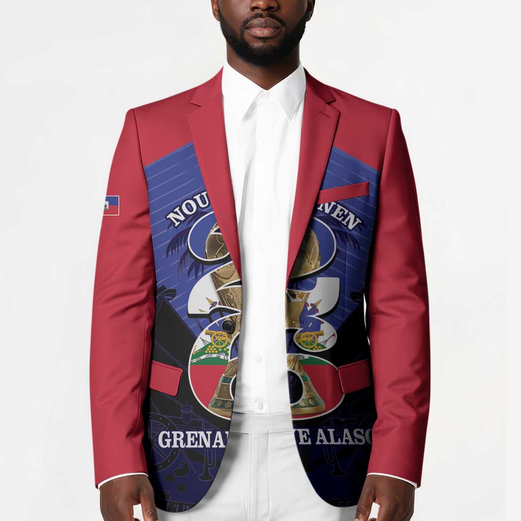 Personalized Les Grenadiers Haiti Football Blazer 2026 Nou Retounen Blue Version