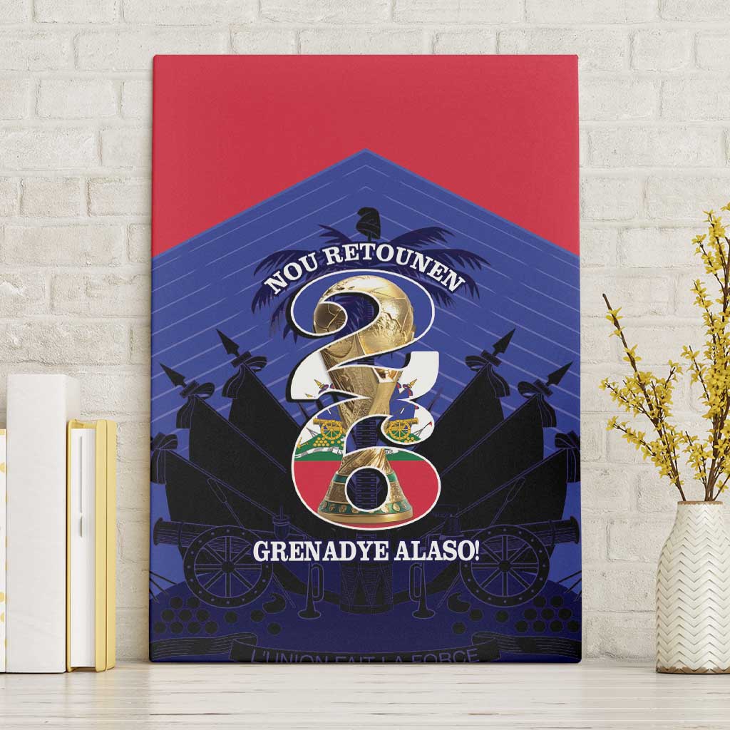 Les Grenadiers Haiti Football Canvas Wall Art 2026 Nou Retounen Blue Version - African Pride
