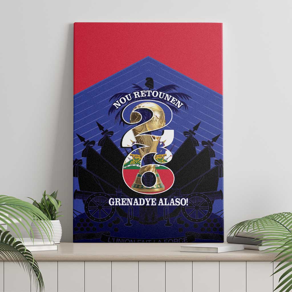 Les Grenadiers Haiti Football Canvas Wall Art 2026 Nou Retounen Blue Version - African Pride