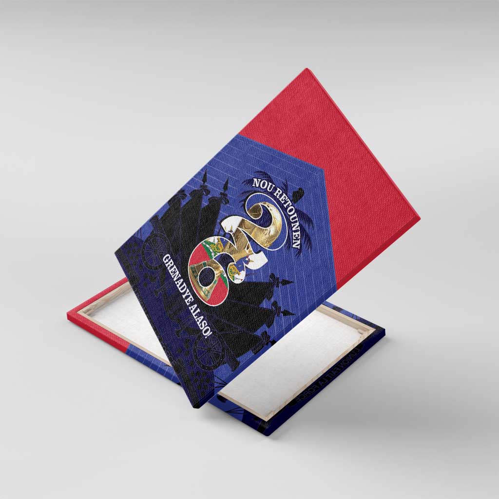 Les Grenadiers Haiti Football Canvas Wall Art 2026 Nou Retounen Blue Version - African Pride