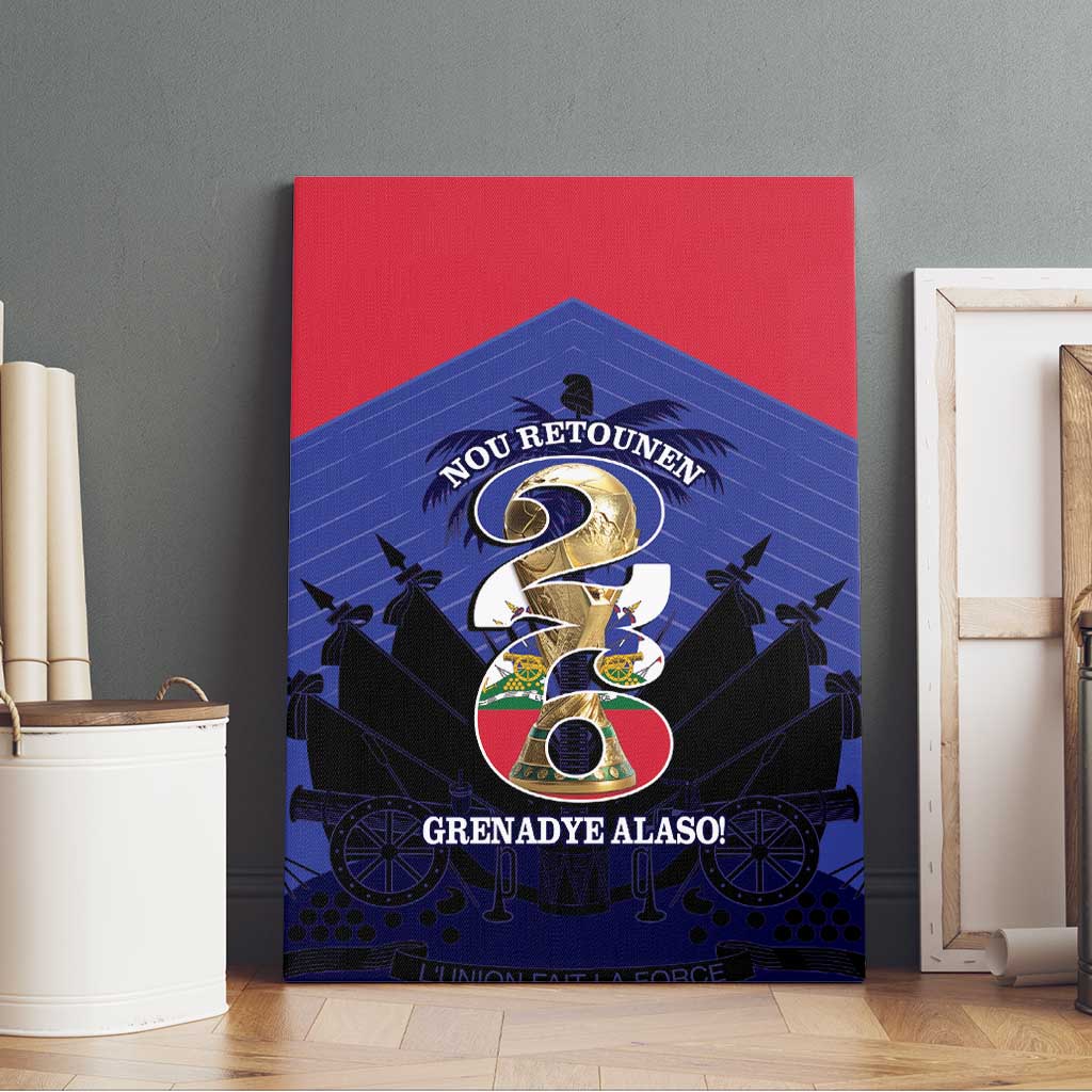 Les Grenadiers Haiti Football Canvas Wall Art 2026 Nou Retounen Blue Version - African Pride