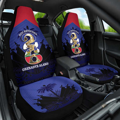 Les Grenadiers Haiti Football Car Seat Cover 2026 Nou Retounen Blue Version - African Pride