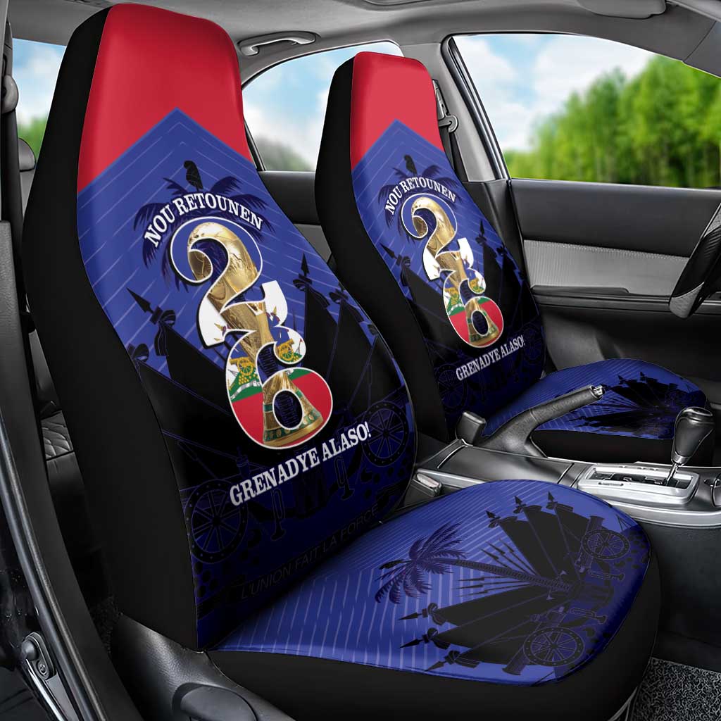 Les Grenadiers Haiti Football Car Seat Cover 2026 Nou Retounen Blue Version - African Pride