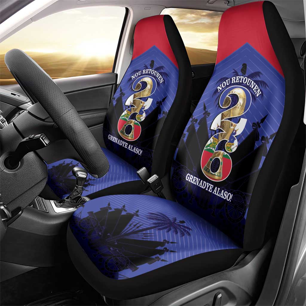 Les Grenadiers Haiti Football Car Seat Cover 2026 Nou Retounen Blue Version - African Pride