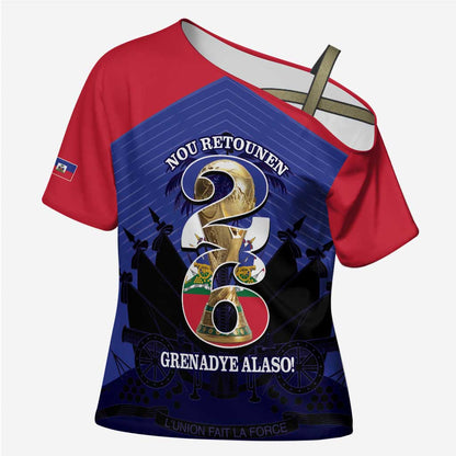 Personalized Les Grenadiers Haiti Football Cross Shoulder Shirt 2026 Nou Retounen Blue Version