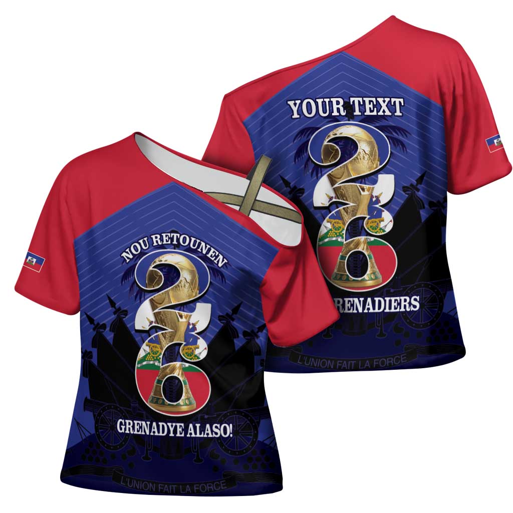 Personalized Les Grenadiers Haiti Football Cross Shoulder Shirt 2026 Nou Retounen Blue Version