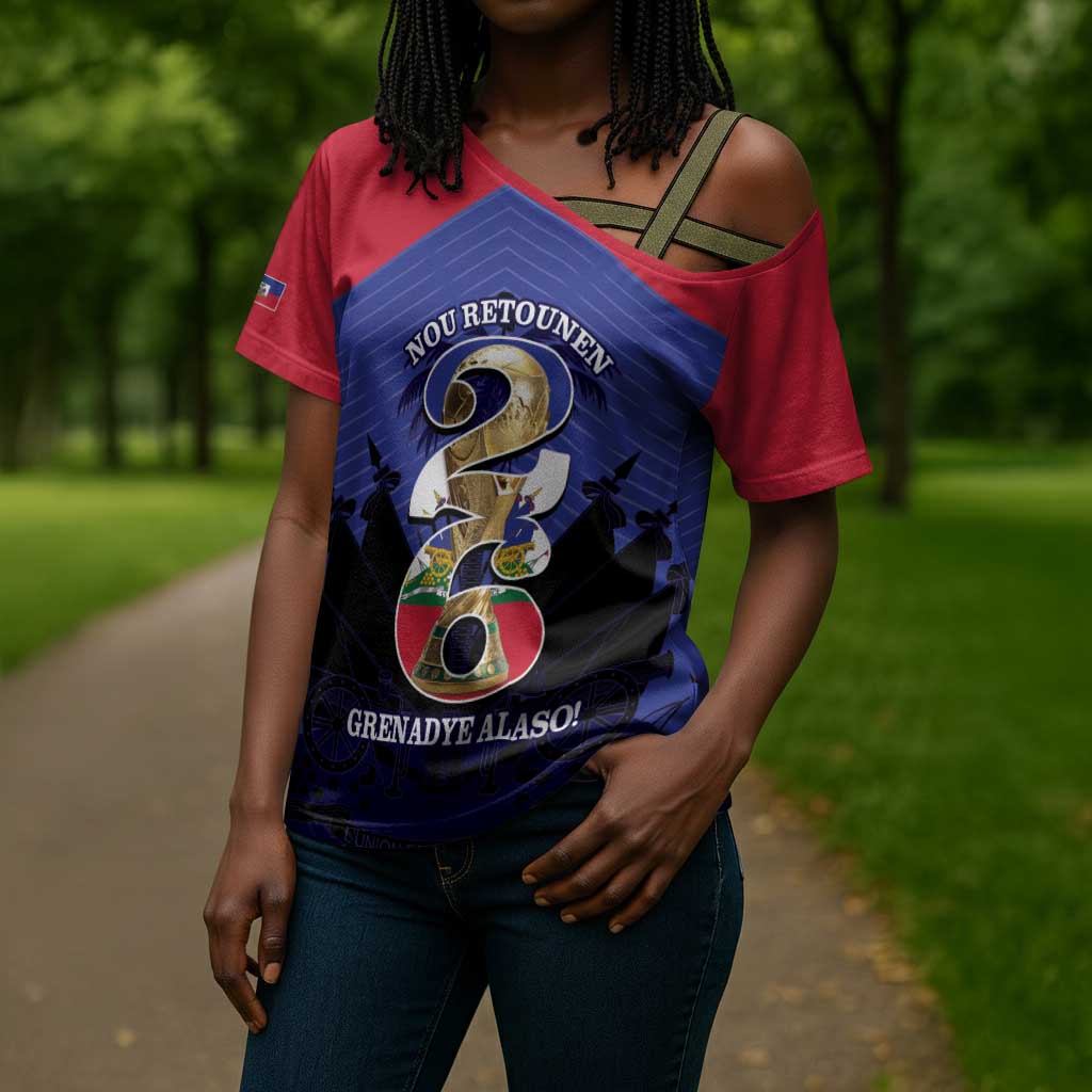 Personalized Les Grenadiers Haiti Football Cross Shoulder Shirt 2026 Nou Retounen Blue Version