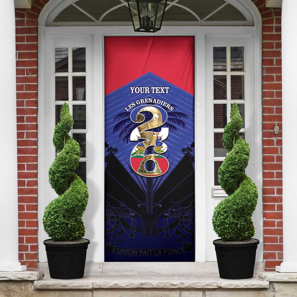Personalized Les Grenadiers Haiti Football Door Cover 2026 Nou Retounen Blue Version